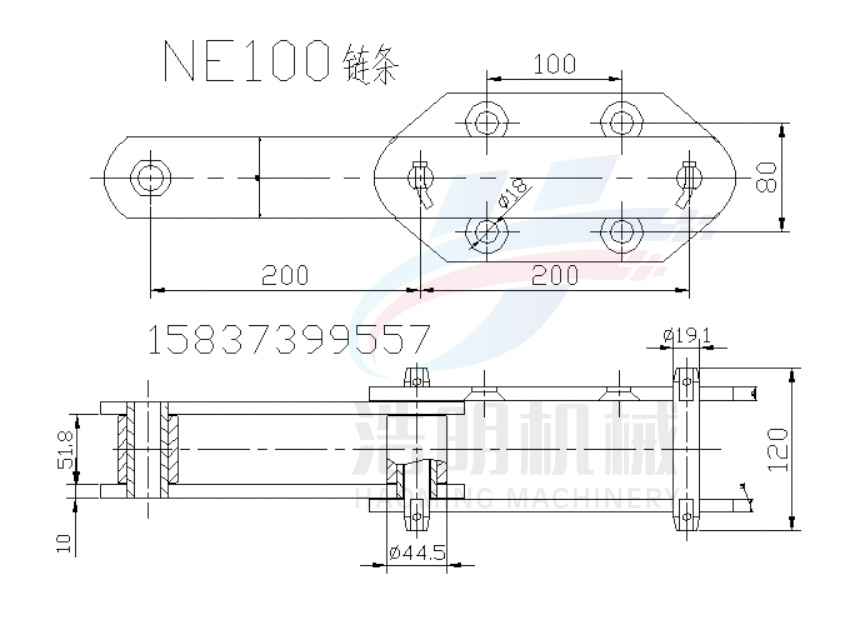 NE100链条图纸尺寸